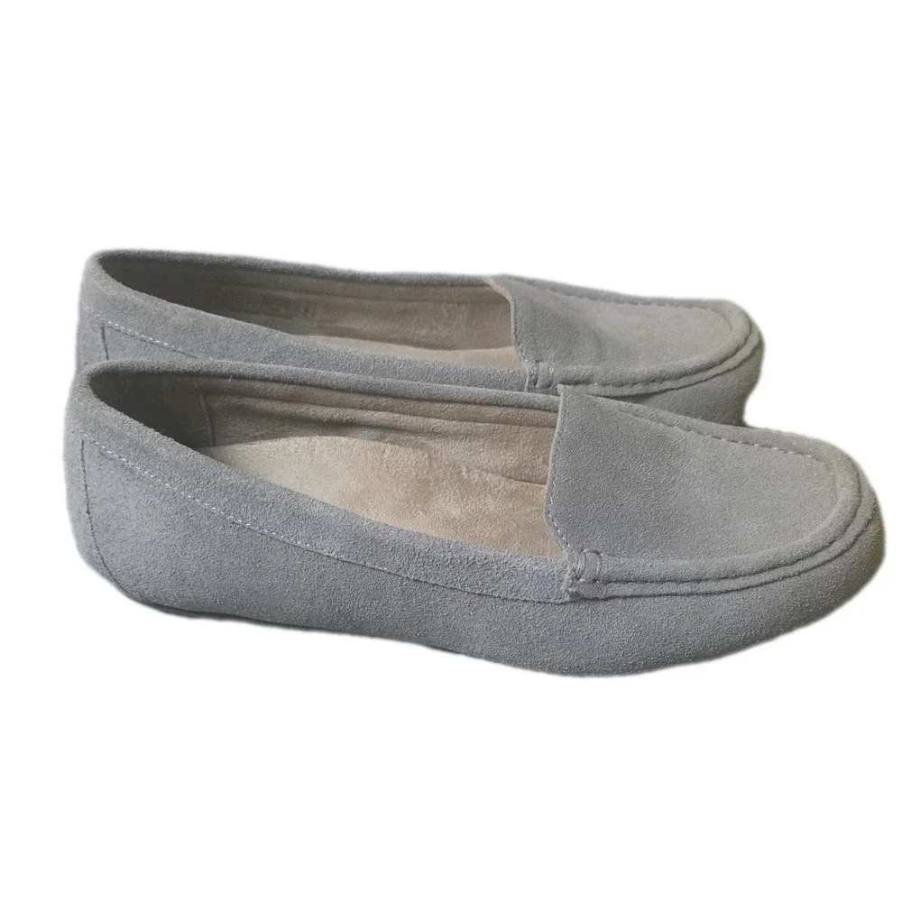 Vionic‎ Debbie Loafers Women 8 Wide Gray Suede Slip On Comfort Orthopedic Flats
